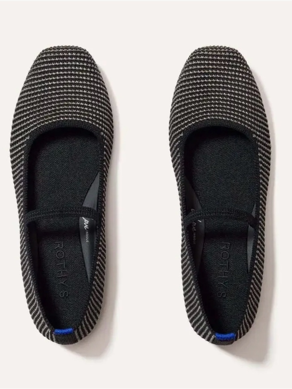 Rothy's Black and Silver Knit Ballet Flats